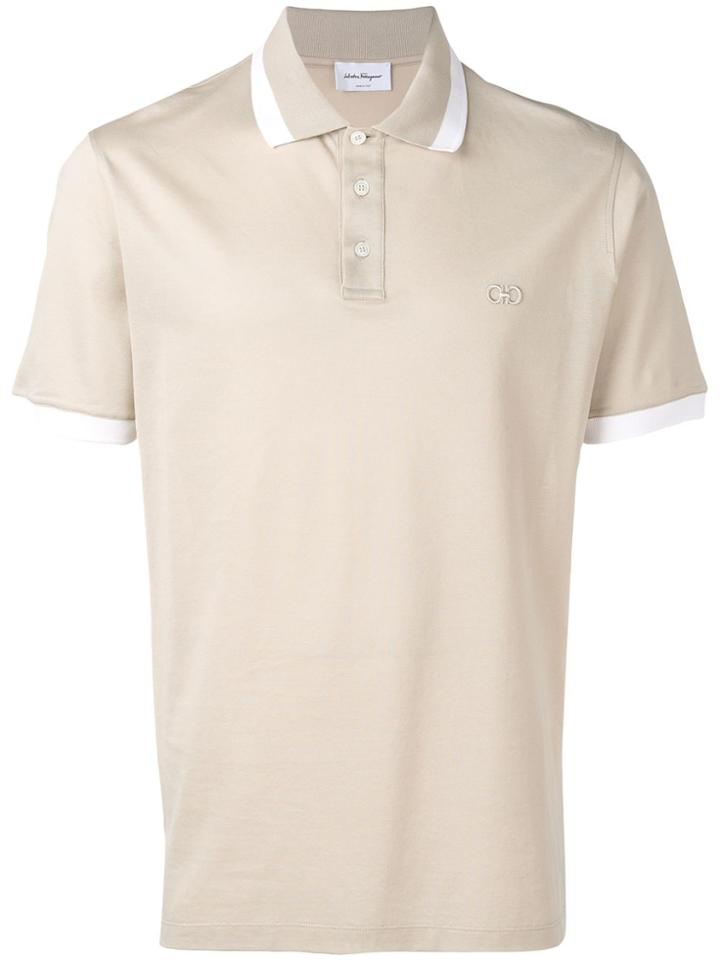 Salvatore Ferragamo Gancio Embroidered Polo Shirt - Neutrals