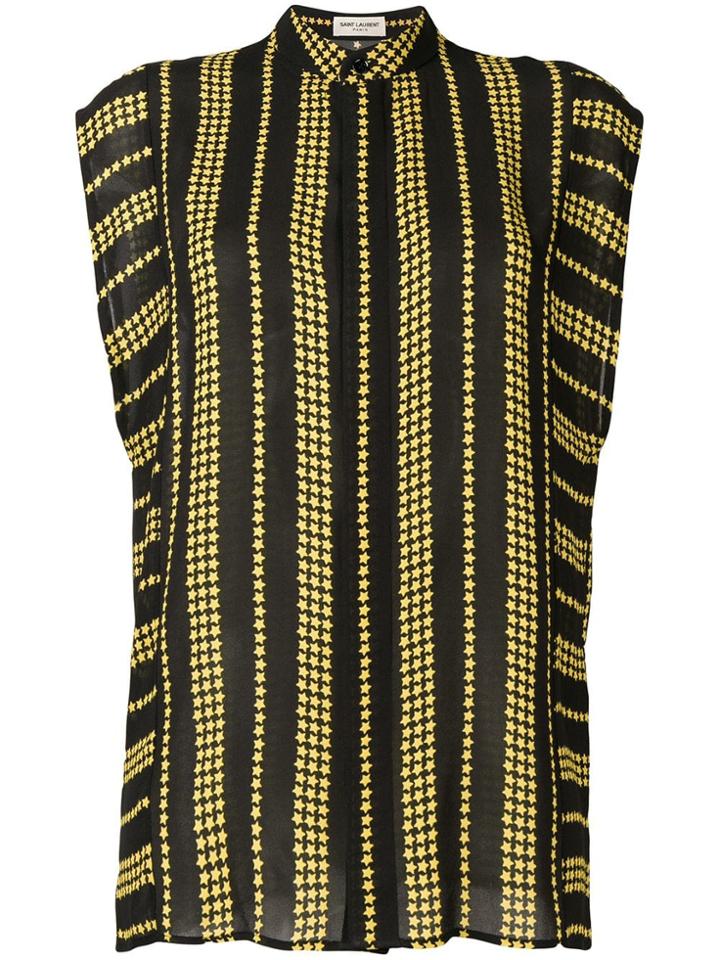 Saint Laurent Stars And Stripes Printed Sleeveless Shirt - Black