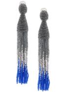 Oscar De La Renta Beaded Tassel Earrings - Grey