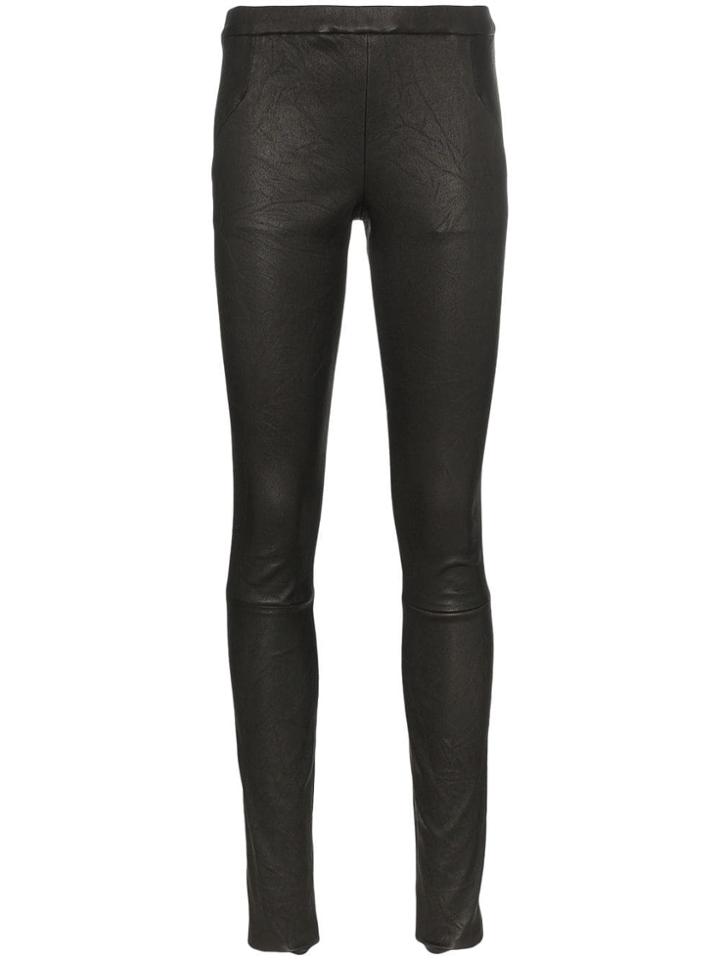 Haider Ackermann Crease Detail Mid-rise Leather Trousers - Black