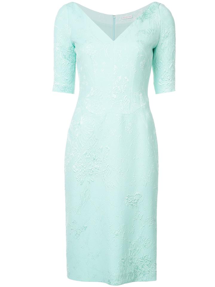 Emanuel Ungaro Embossed Design Midi Dress - Blue