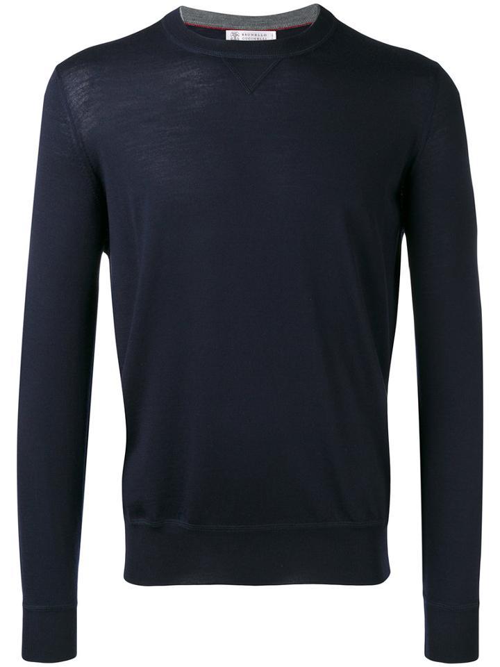 Brunello Cucinelli - Crew Neck Jumper - Men - Cashmere/virgin Wool - 52, Blue, Cashmere/virgin Wool