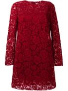 Valentino Floral Lace Dress, Women's, Size: 38, Red, Cotton/viscose/polyamide/spandex/elastane