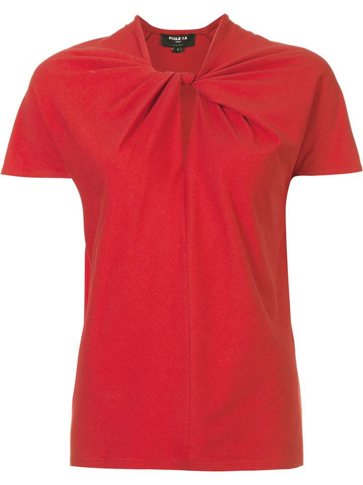 Paule Ka Tie Knot Detail T-shirt, Women's, Size: Large, Red, Cotton/spandex/elastane