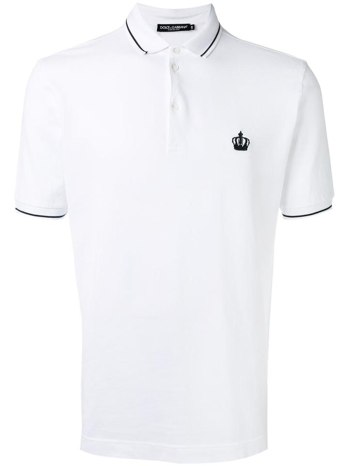 Dolce & Gabbana - Embroidered Crown Polo Shirt - Men - Cotton - 54, White, Cotton