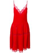 Givenchy Lace Trim Knitted Dress - Red