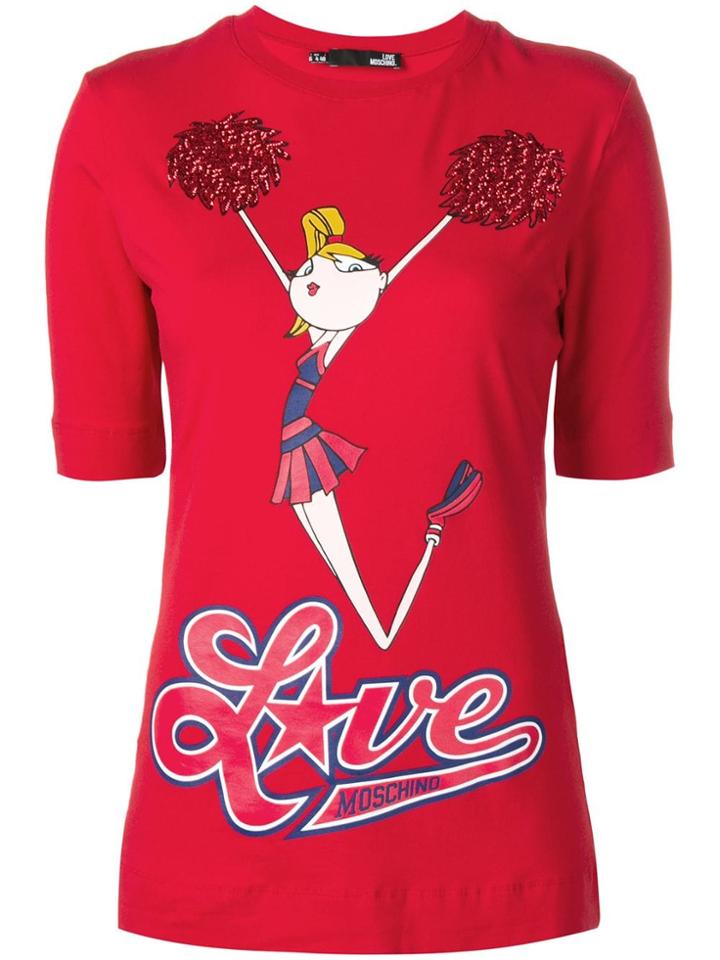 Love Moschino Logo Cartoon Print T-shirt - Red