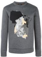 Emporio Armani Abstract Print Sweatshirt, Men's, Size: Xl, Grey, Polyester/viscose