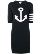 Thom Browne 4-bar Anchor Icon Intarsia Minidress - Blue