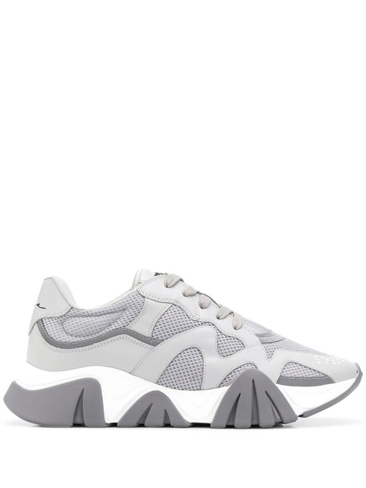 Versace Panelled Low Top Sneakers - Grey