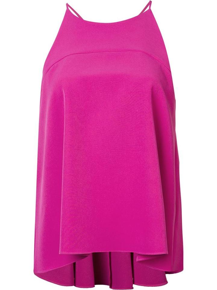 Milly Round Neck Flared Blouse, Women's, Size: 10, Pink/purple, Polyester/spandex/elastane