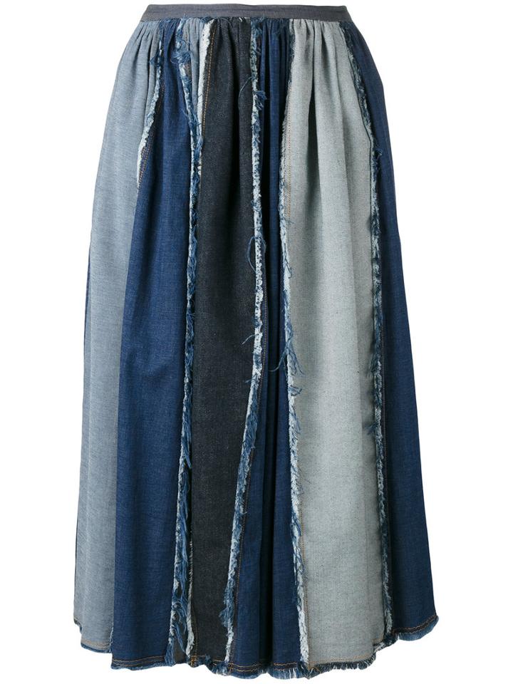 Antonio Marras - Contrast Pleated Skirt - Women - Cotton - 42, Women's, Blue, Cotton