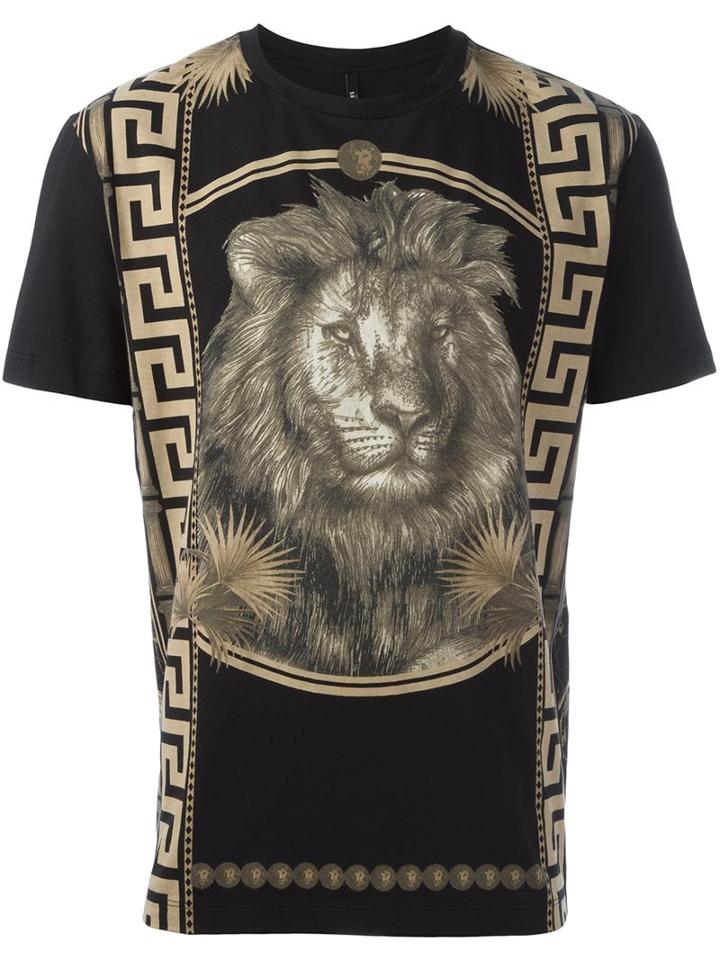 Versus 'lion & Grepa' T-shirt, Men's, Size: Small, Black, Cotton