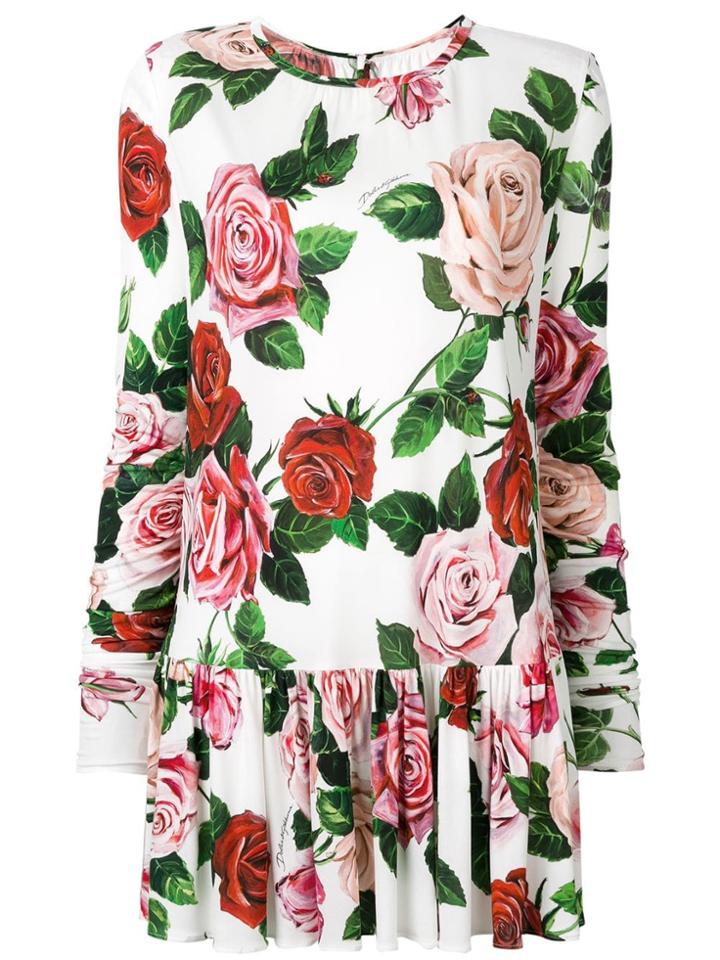 Dolce & Gabbana Rose Print Blouse - White