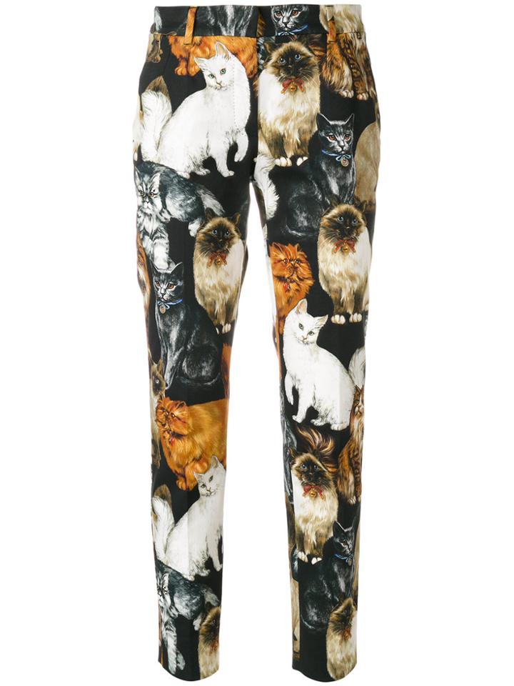Dolce & Gabbana Cat Print Cropped Trousers - Multicolour