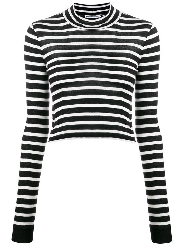 T By Alexander Wang Striped Cropped Jumper - Black