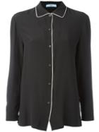 Prada Contrast Trim Shirt, Women's, Size: 42, Black, Silk