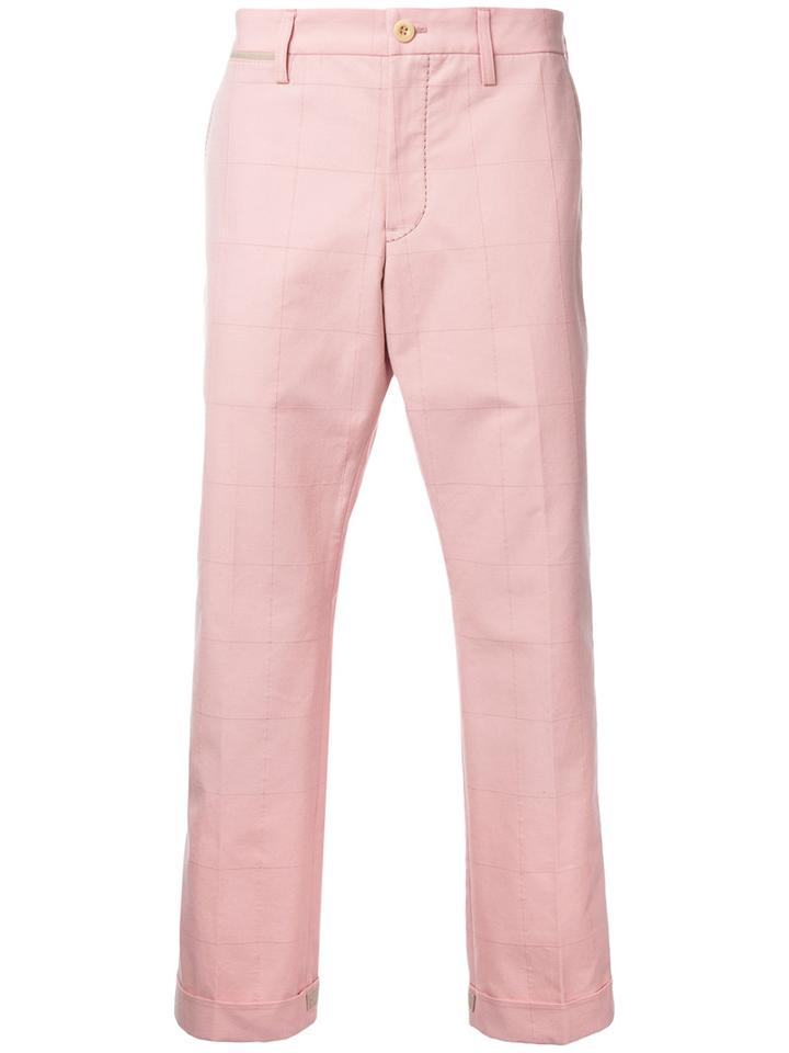Sacai - Square Pattern Trousers - Men - Cotton - 4, Pink/purple, Cotton