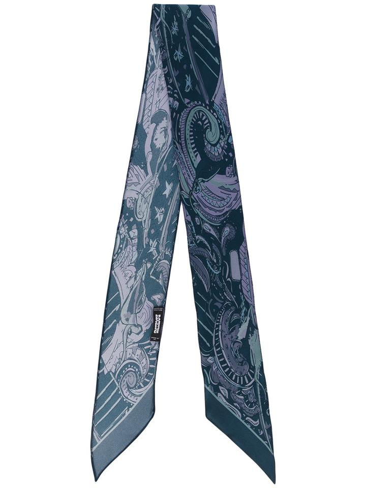 Rockins - Skaterdelic Super Skinny Scarf - Women - Silk - One Size, Blue, Silk