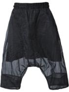 Julius Drop-crotch Sheer Shorts, Men's, Size: 3, Black, Nylon