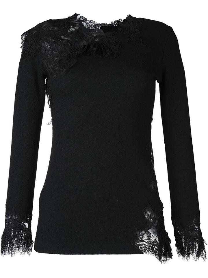 Ermanno Scervino Lace Detail Jumper, Women's, Size: 42, Black, Silk/polyamide/viscose/wool