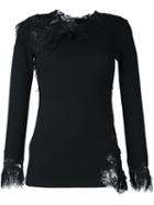 Ermanno Scervino Lace Detail Jumper, Women's, Size: 42, Black, Silk/polyamide/viscose/wool