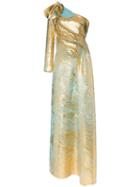 Halpern Asymmetric One-sleeved Draped Gown - Gold