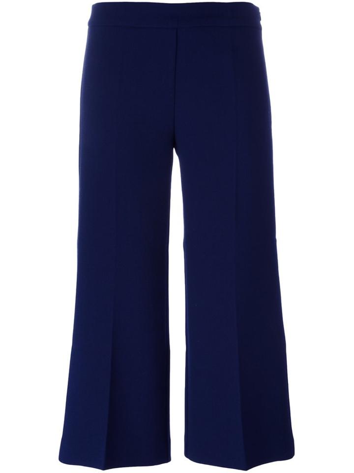 Msgm Wide Leg Cropped Trousers, Women's, Size: 38, Blue, Polyester/spandex/elastane/viscose