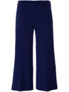 Msgm Wide Leg Cropped Trousers, Women's, Size: 38, Blue, Polyester/spandex/elastane/viscose