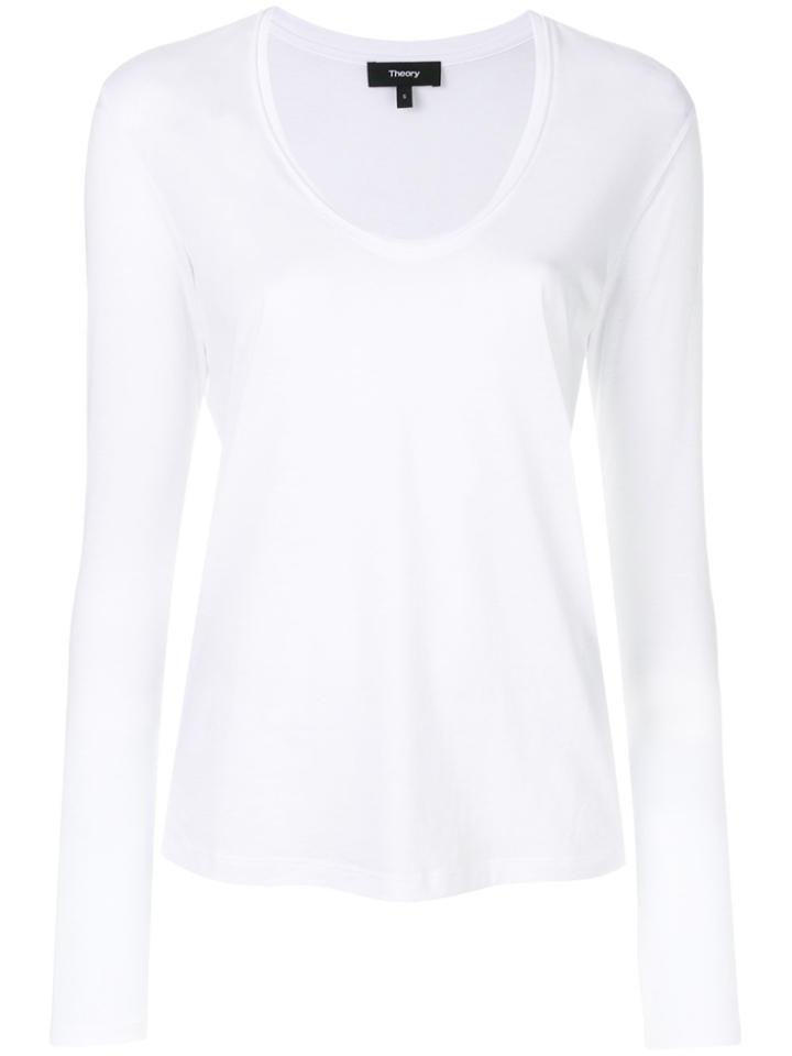 Theory Scoop V-neck Top - White