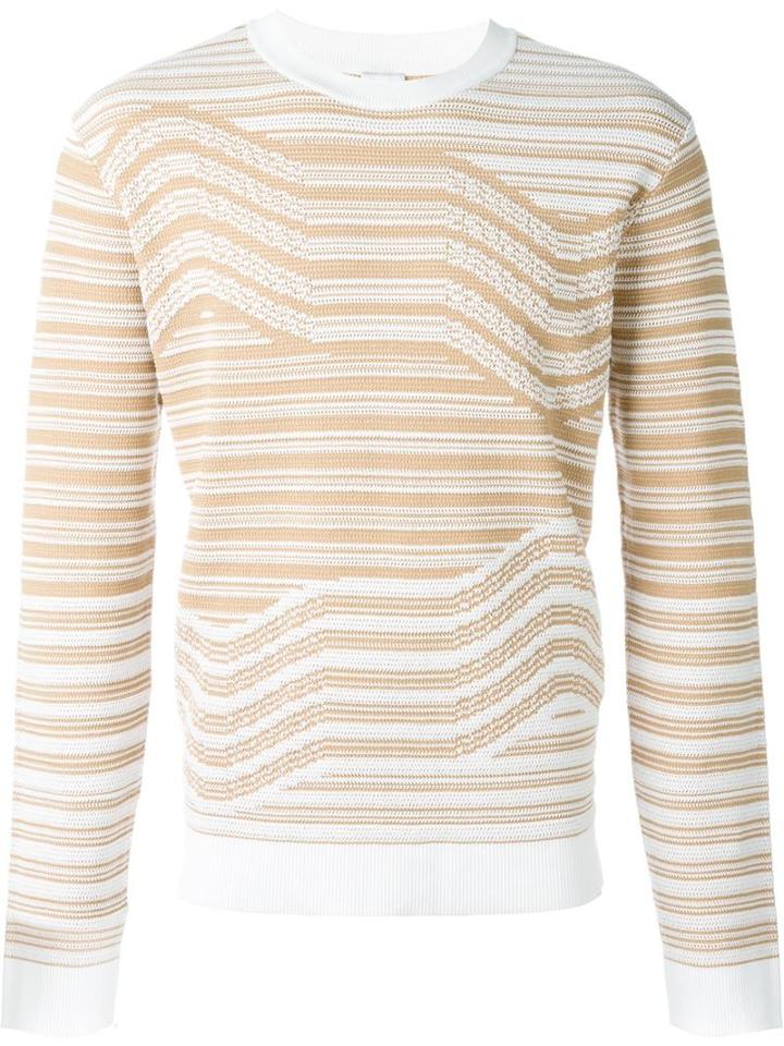 Opening Ceremony Striped Crew Neck Jumper, Men's, Size: Medium, Nude/neutrals, Cotton/nylon