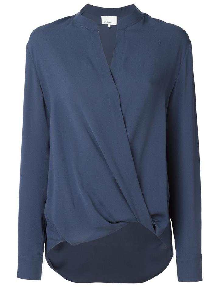 3.1 Phillip Lim Draped Wrap Blouse, Women's, Size: 4, Blue, Silk