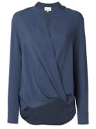 3.1 Phillip Lim Draped Wrap Blouse, Women's, Size: 4, Blue, Silk