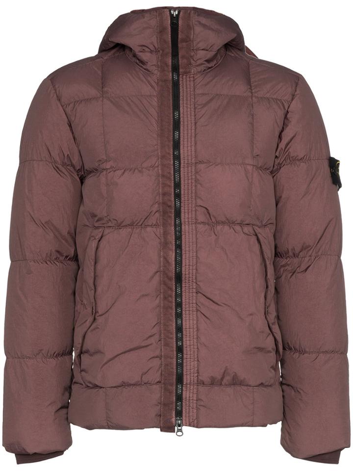 Stone Island Padded Hooded Zip Jacket - Pink & Purple