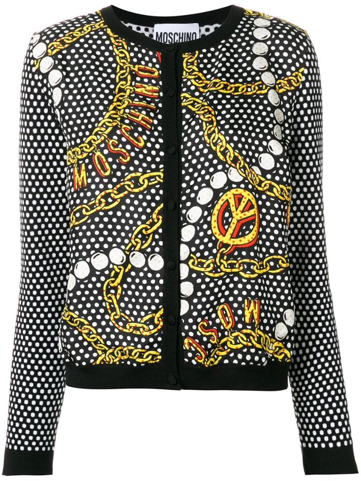 Moschino Peace Chain Print Cardigan - Black