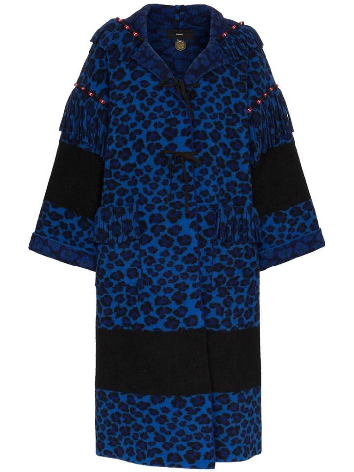Alanui Animalier Knit Wool Coat - Blue