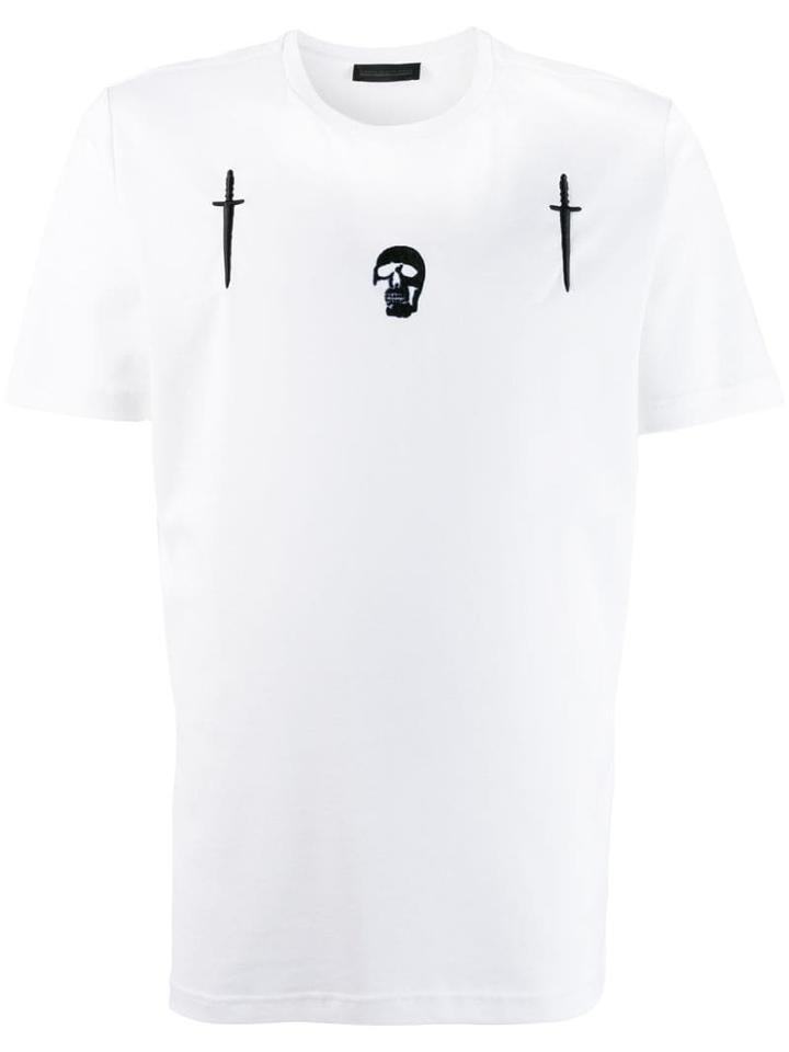 Diesel Black Gold Skull Embroidered T-shirt - White