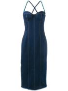 Natasha Zinko Faux Pearl Embellished Dress, Women's, Size: 44, Blue, Cotton/ceramic