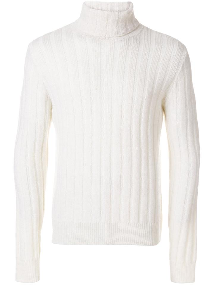 Ami Alexandre Mattiussi Turtleneck Flat Ribbed Sweater - White