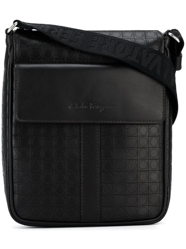 Salvatore Ferragamo Embossed Gancio Shoulder Bag, Women's, Brown
