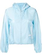 Prada Hooded Zip Up Jacket, Women's, Size: 40, Blue, Polyamide