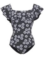Lisa Marie Fernandez Daisy Off The Shoulder Swimsuit - Black