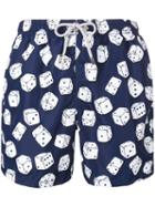Mc2 Saint Barth - Dice Print Swim Shorts - Men - Polyamide/polyester/spandex/elastane - Xl, Blue, Polyamide/polyester/spandex/elastane