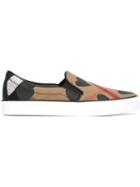 Burberry Check And Heart Print Slip-on Sneakers