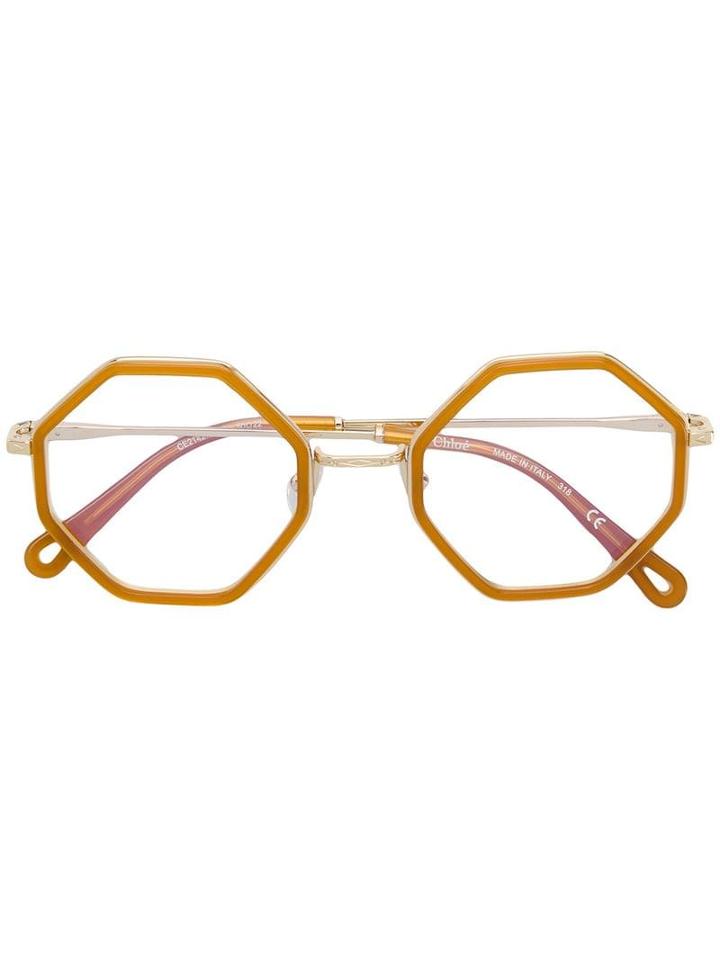 Chloé Eyewear Octagonal Frame Glasses - Yellow