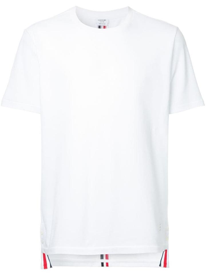 Thom Browne Center-back Stripe Piqué Tee - White