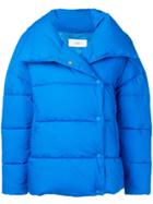 Closed Snap Fastening Padded Jacket - Blue