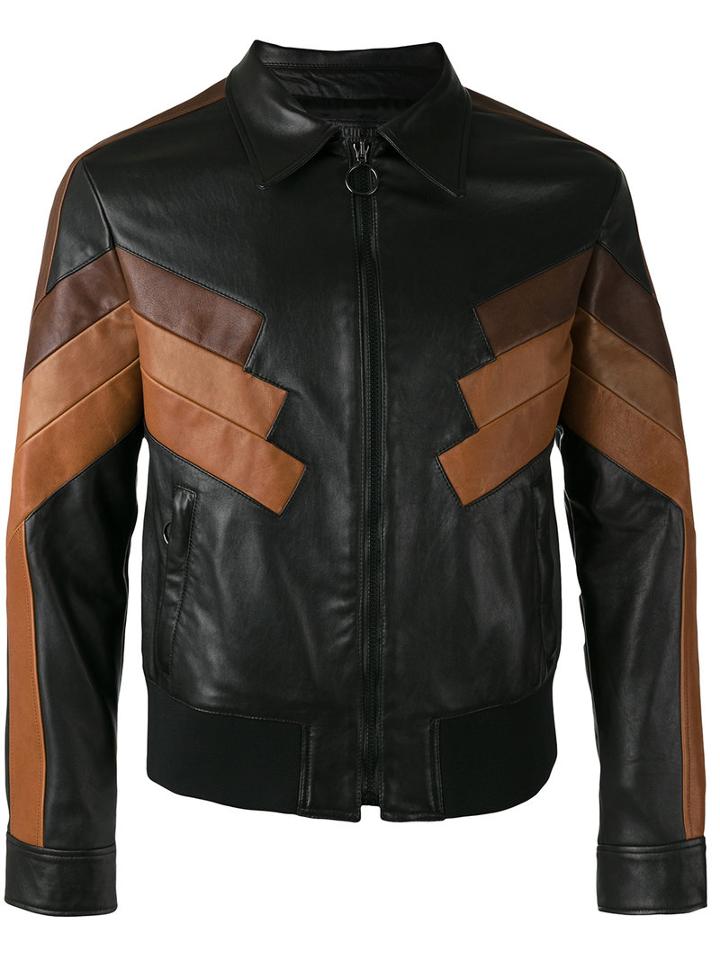Neil Barrett - Chevron Jacket - Men - Lamb Skin/cupro - L, Black, Lamb Skin/cupro