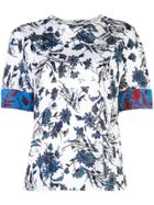 Derek Lam Night Shade Floral Short Sleeve Tee - Blue