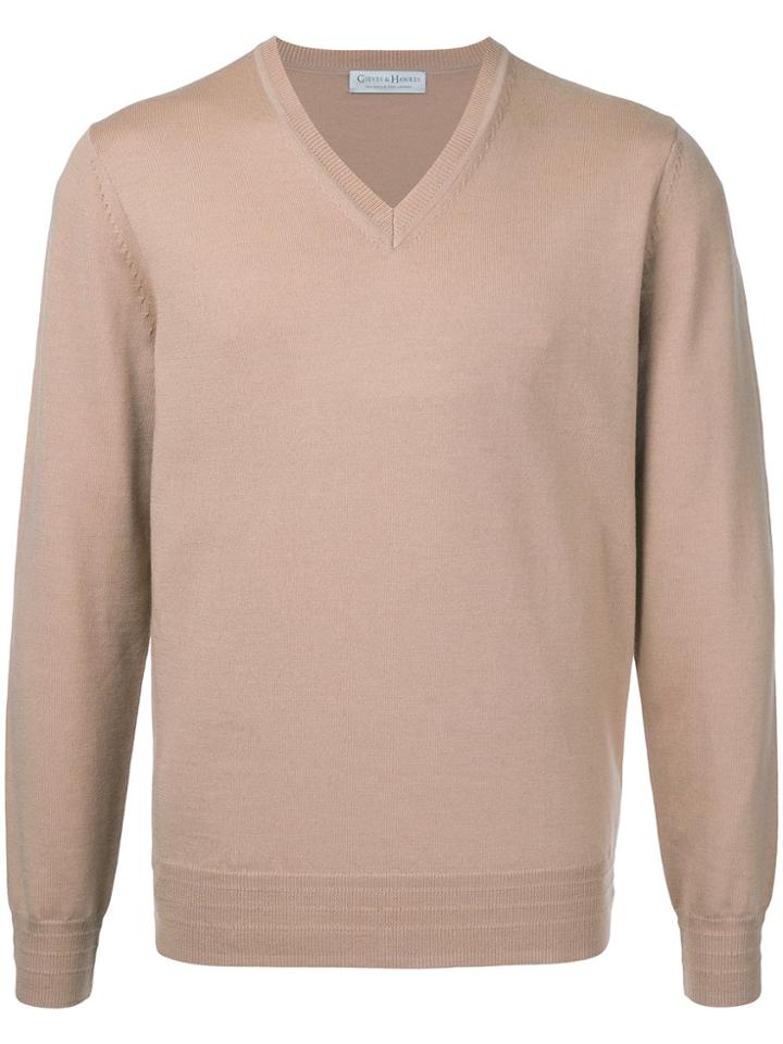 Gieves & Hawkes V-neck Sweatshirt - Nude & Neutrals